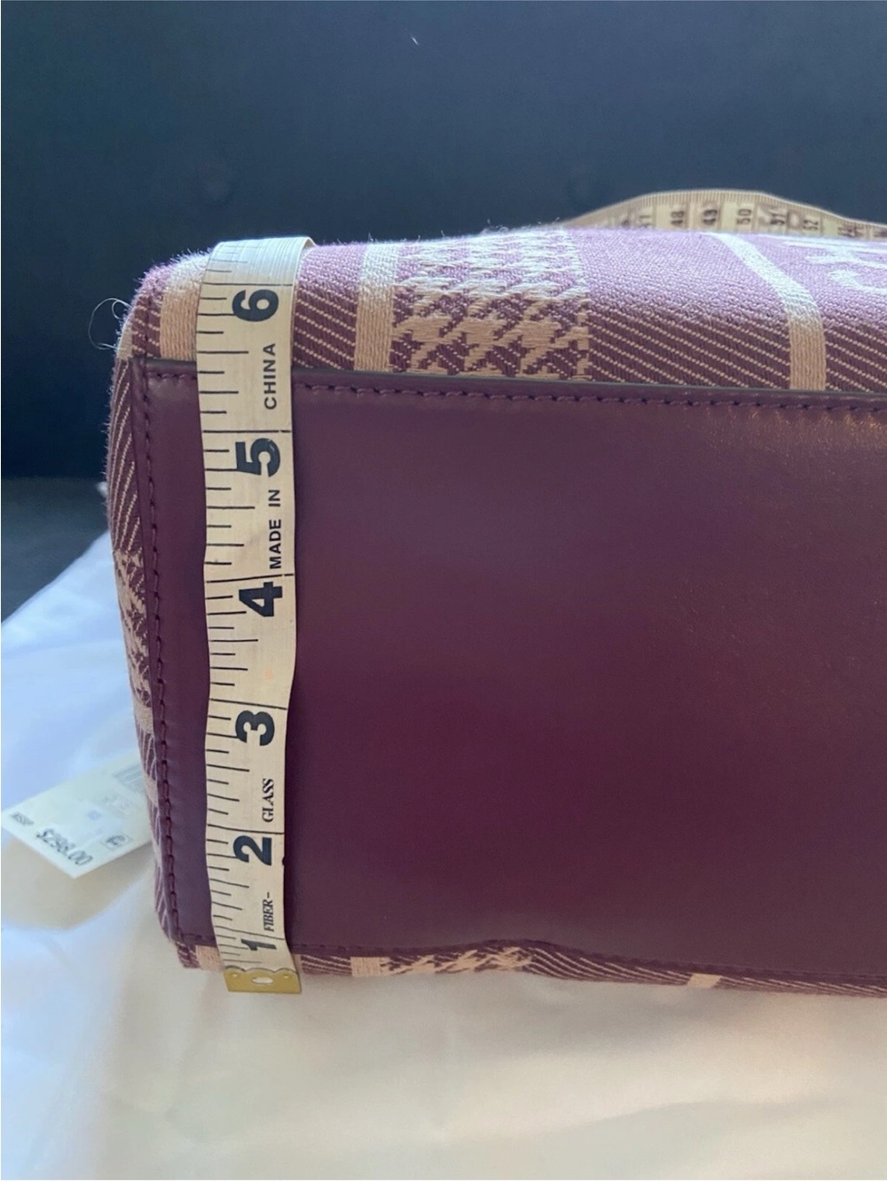 NWT: Michael Kors Maroon & Beige Striped Tote with Wristlet - Picture 9 of 13